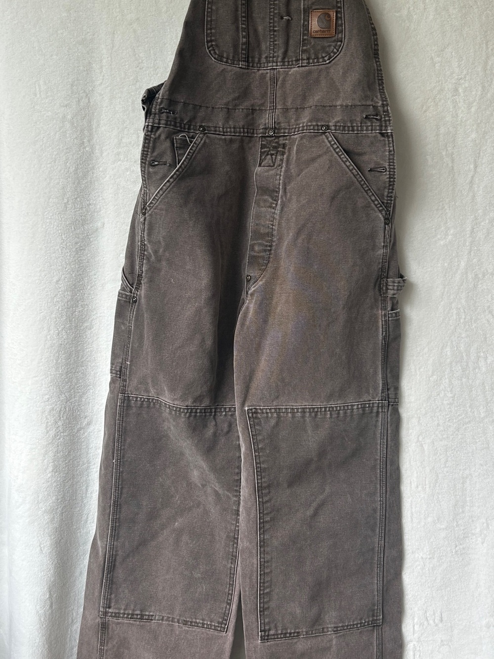Carhartt Men's Brown Work Overalls - Durable Canvas Pants Size 30/34